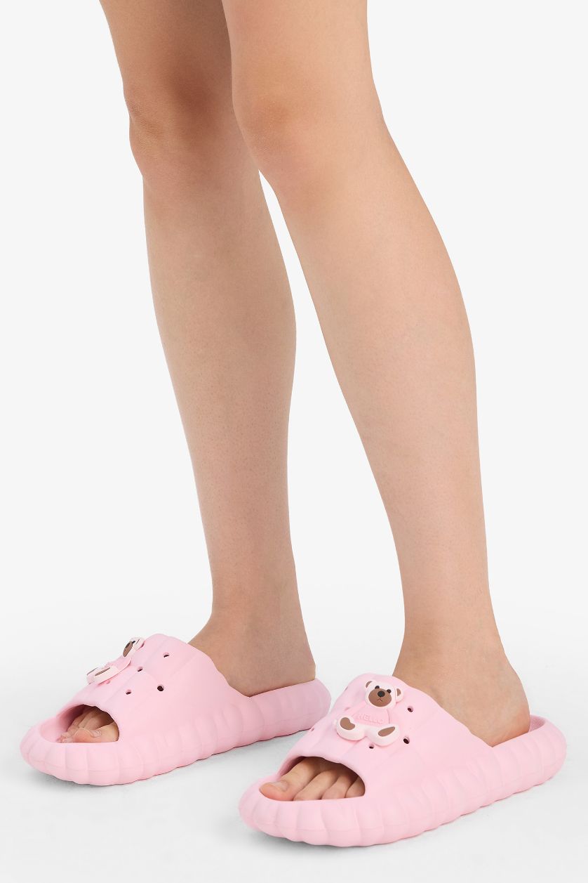 نساء زهري فاتح شبشب نسائي بكعب مسطح بشريط مفرد