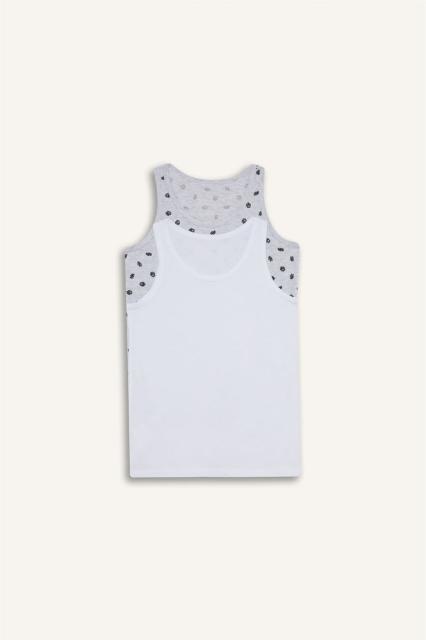 Erkek Çocuk - Genç Erkek Beyaz Erkek Çocuk Kaktüs Desenli 2'li Atlet