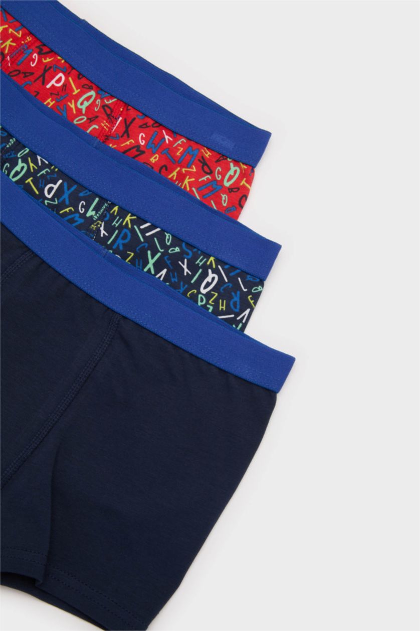 Erkek Çocuk - Genç Erkek Lacivert Erkek Çocuk Desenli 3'lü Boxer