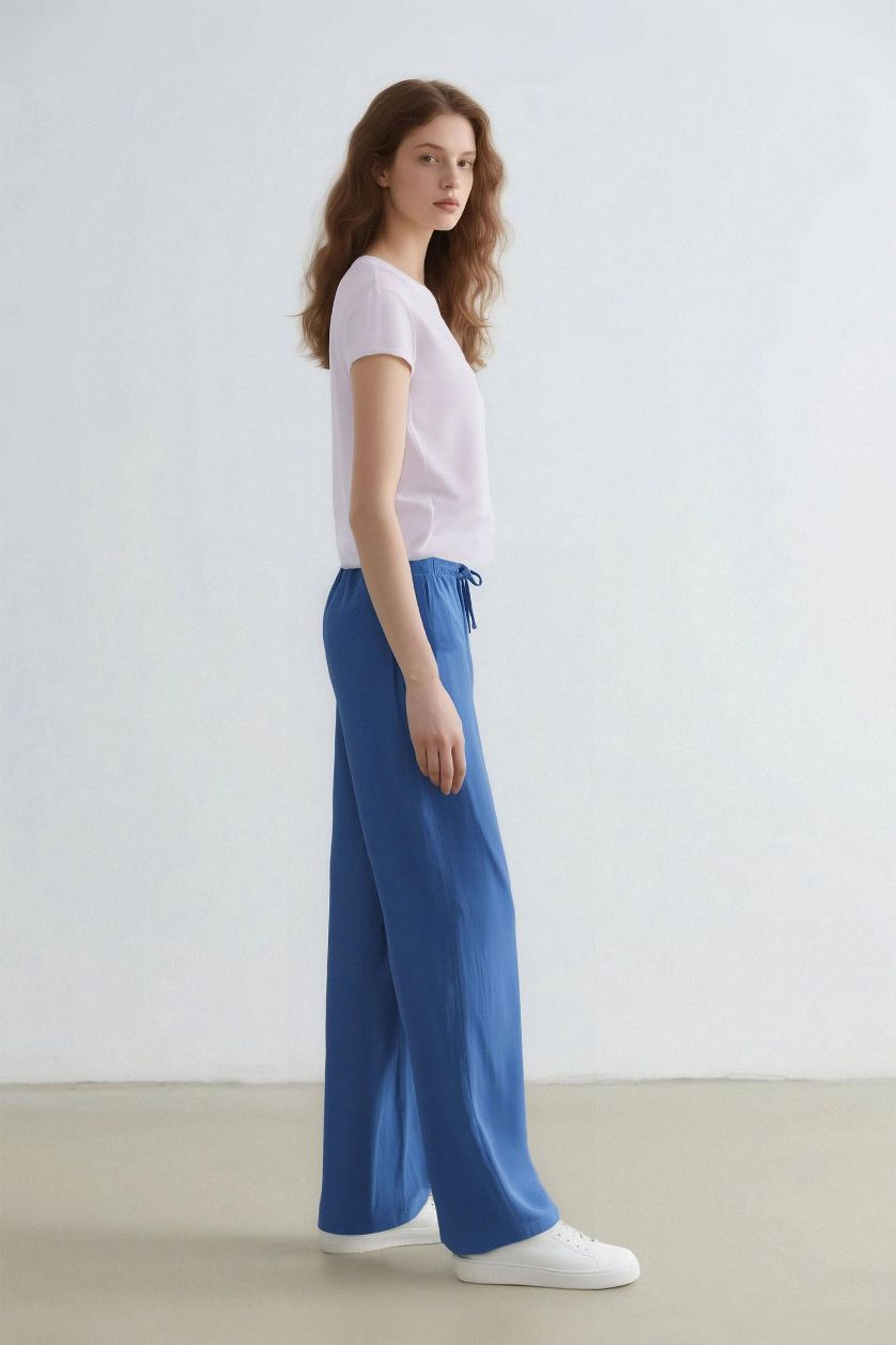 نساء أزرق بنطرون برجل واسع ايروبين وايد ليج