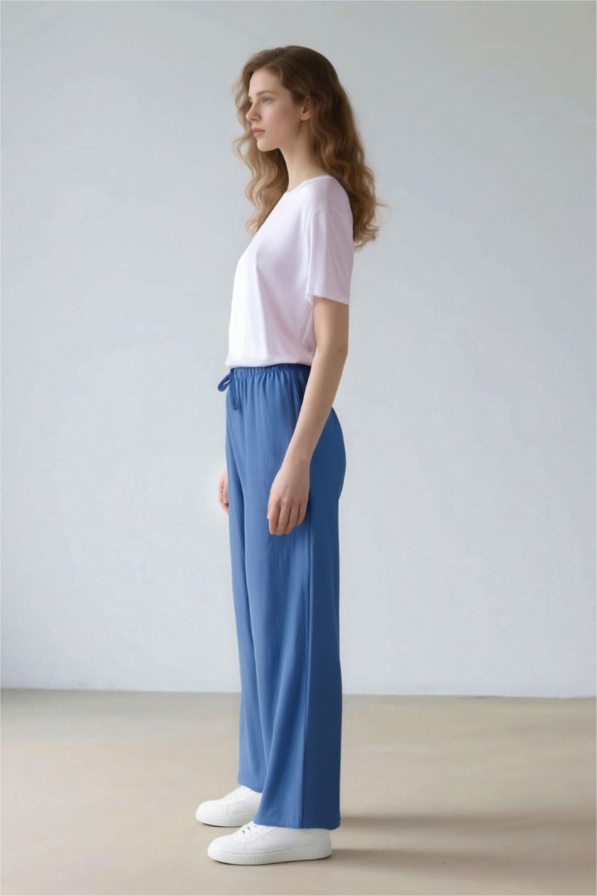 نساء أزرق بنطرون برجل واسع ايروبين وايد ليج