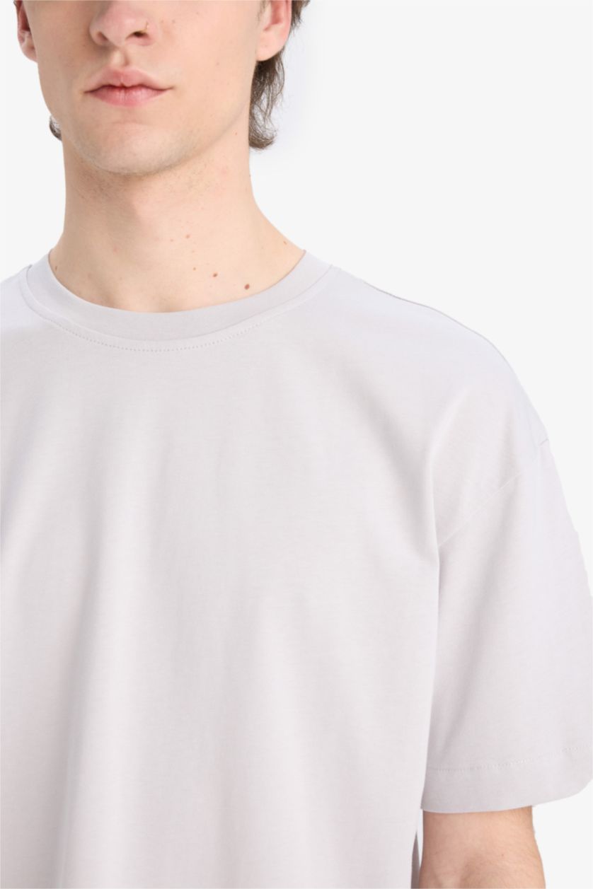 Erkek Açık Gri Oversıze Kısa Kollu Tişört