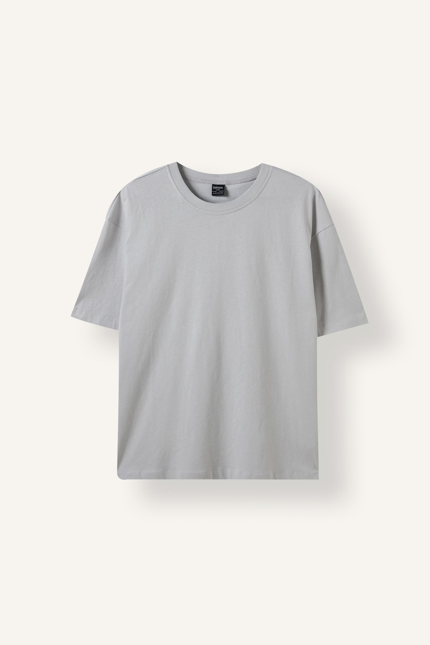 Men Light Grey Oversize Fit Short Sleeve T-Shirt