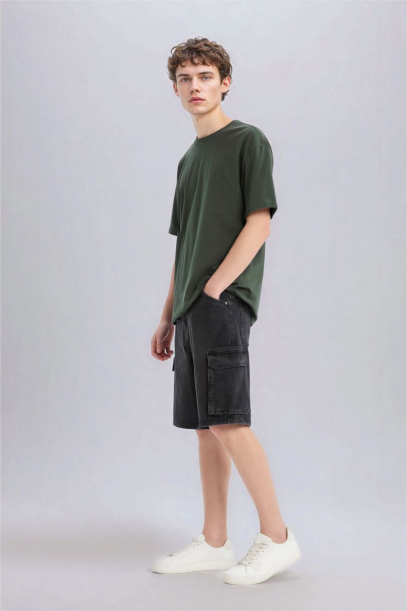 Erkek Haki Oversıze Kısa Kollu Tişört