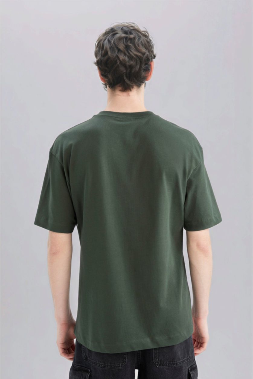 Erkek Haki Oversıze Kısa Kollu Tişört
