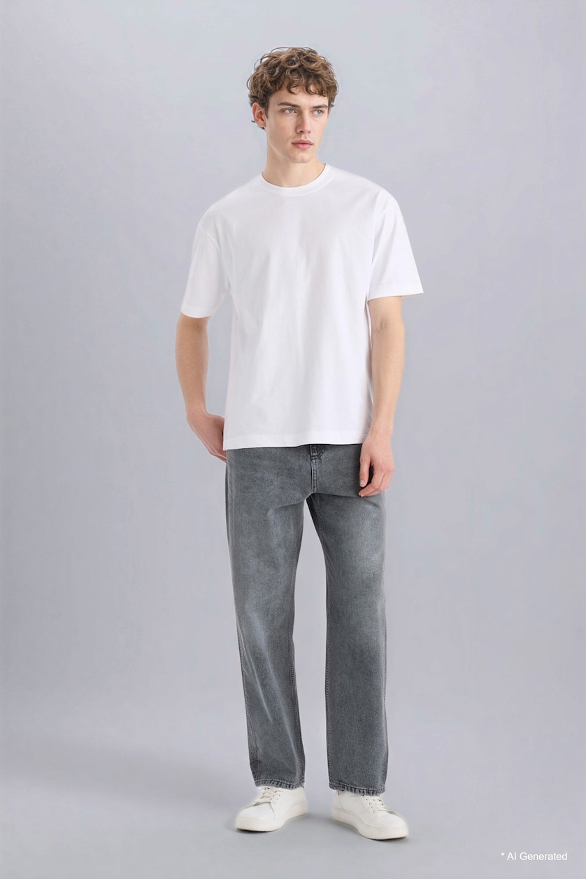 Men White Oversize Fit Short Sleeve T-Shirt