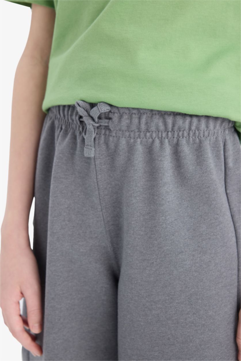 Erkek Çocuk - Genç Erkek Gri Melanj Beli Lastikli Şort Erkek Çocuk