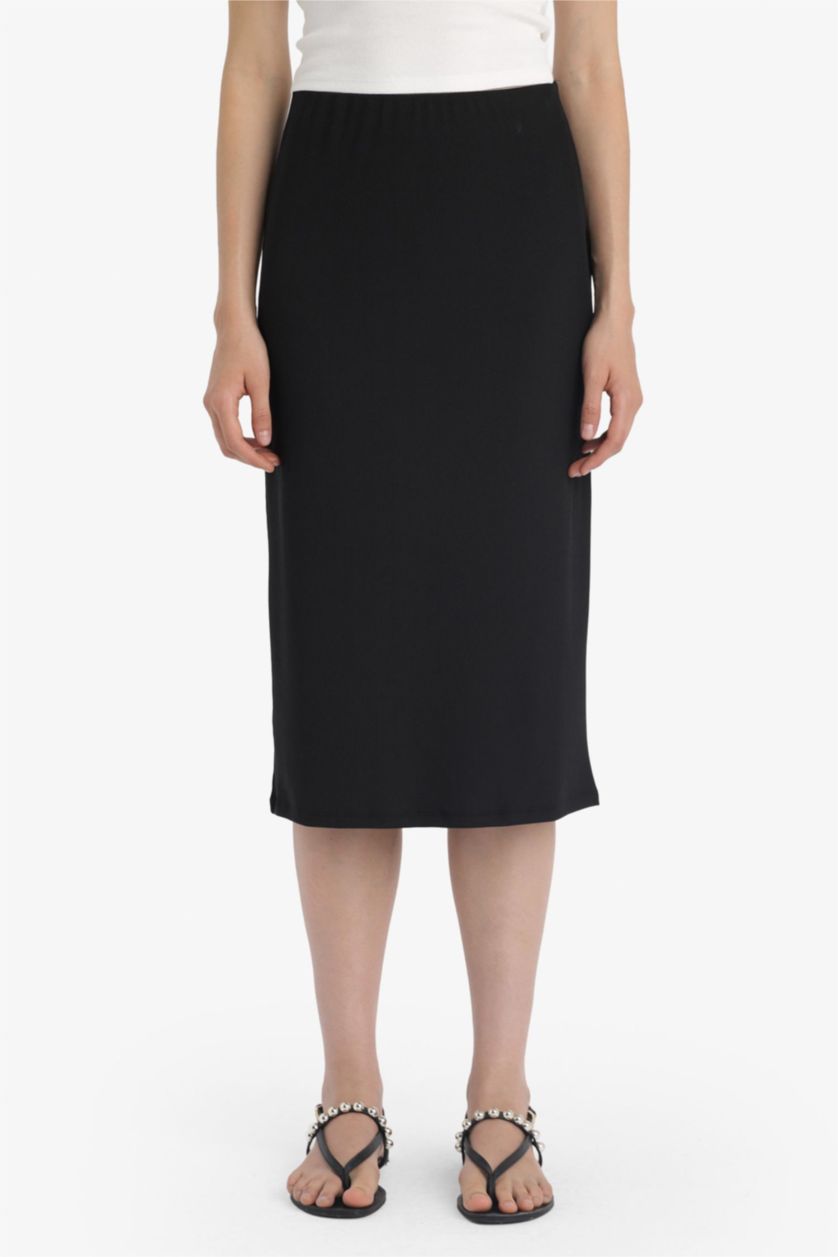 WOMAN Black Pencil Skirt Camisole Normal Waist Midi Knitted Skirt