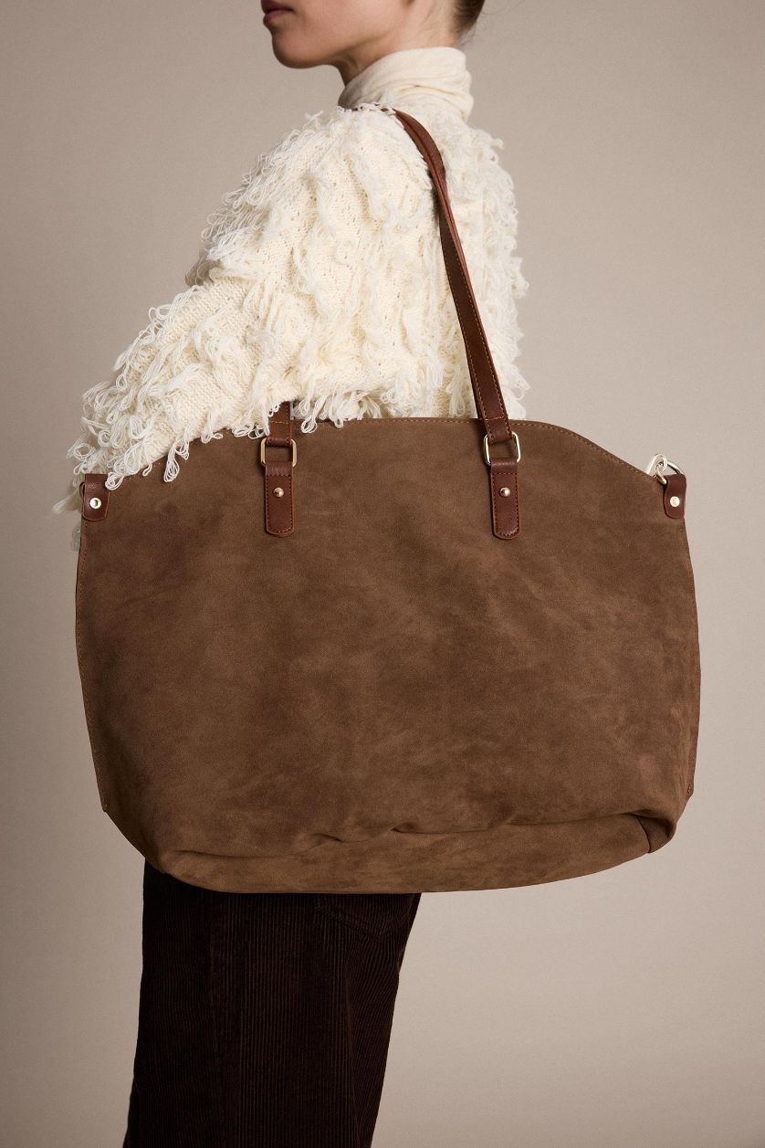 Woman Brown Woman Suede Shoulder Bag