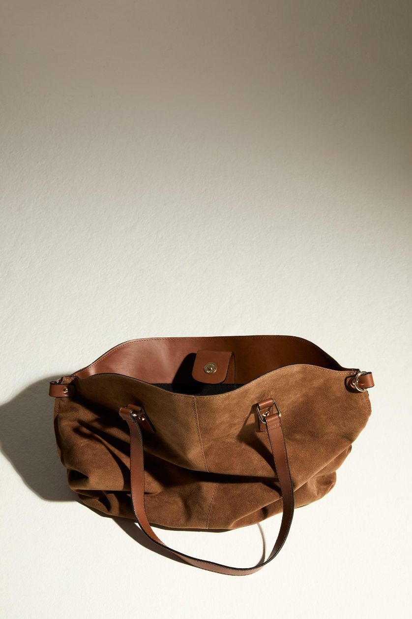Woman Brown Woman Suede Shoulder Bag