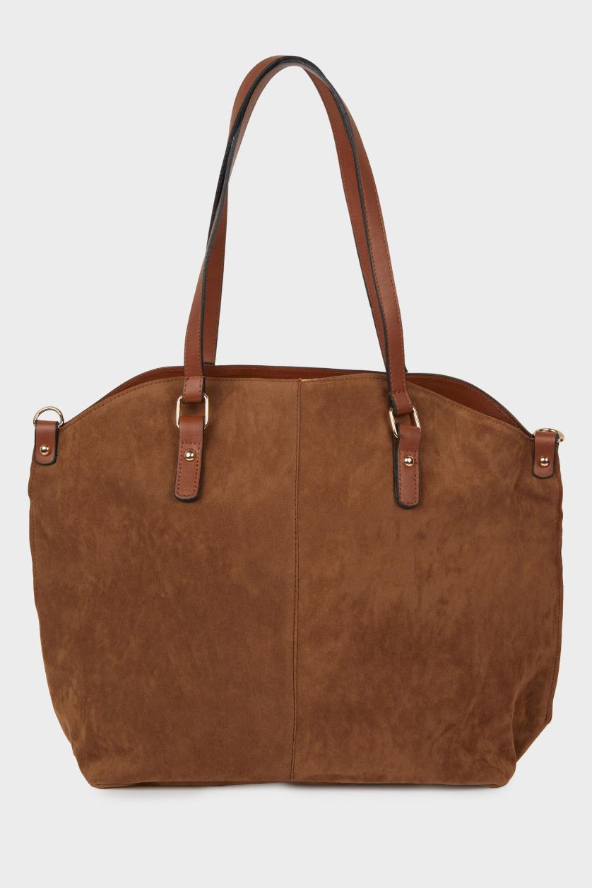 Woman Brown Woman Suede Shoulder Bag