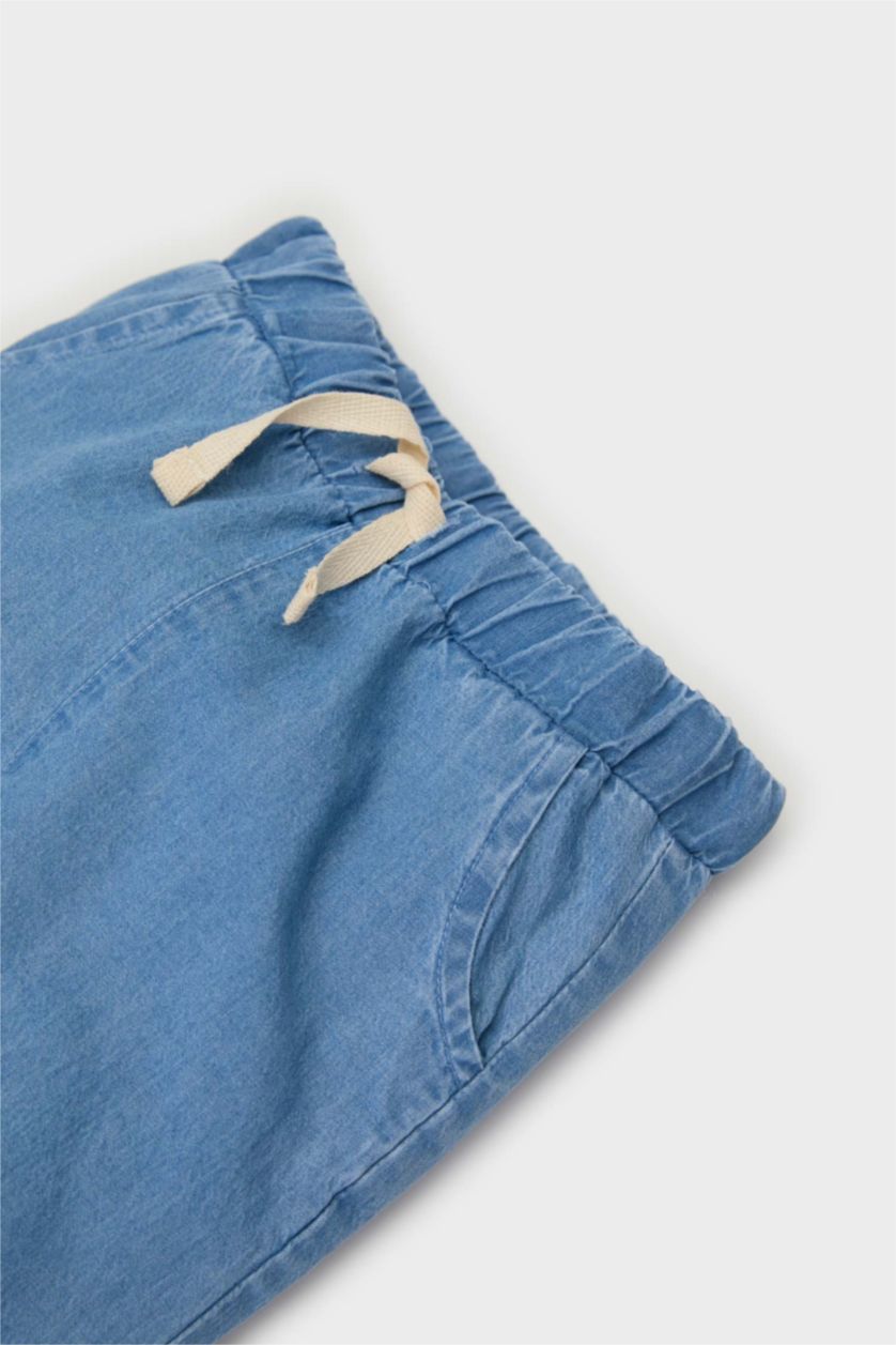 Erkek Bebek Açık Mavi Erkek Bebek Beli Paçası Lastikli Jean Pantolon