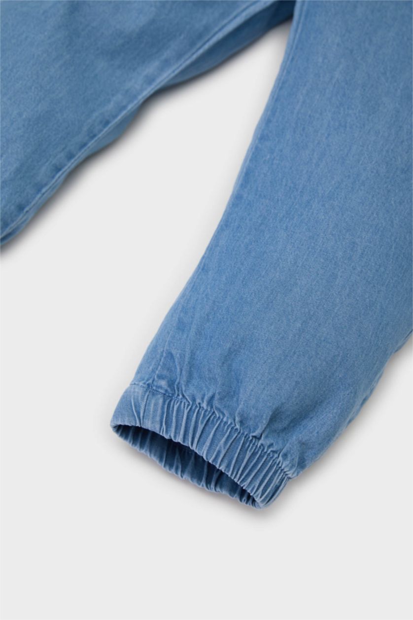 Erkek Bebek Açık Mavi Erkek Bebek Beli Paçası Lastikli Jean Pantolon