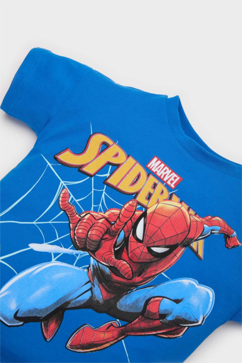 Erkek Bebek Saks Marvel Spiderman Bisiklet Yaka Kısa Kollu Tişört Erkek Bebek