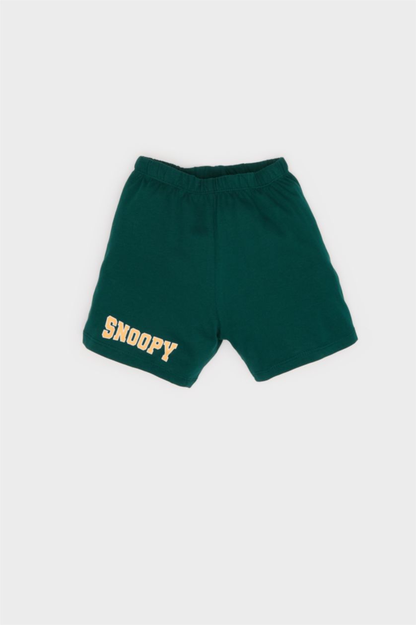 Erkek Bebek Somon Snoopy 2'li Takım Kısa Kollu Tişört Beli Lastikli Şort Erkek Bebek
