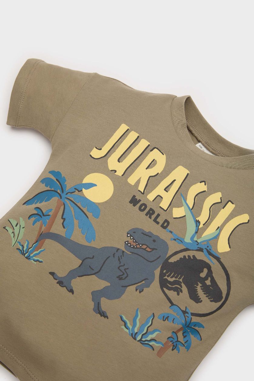 Erkek Bebek Haki Jurassic World 2'li Takım Kısa Kollu Tişört Beli Lastikli Şort Erkek Bebek