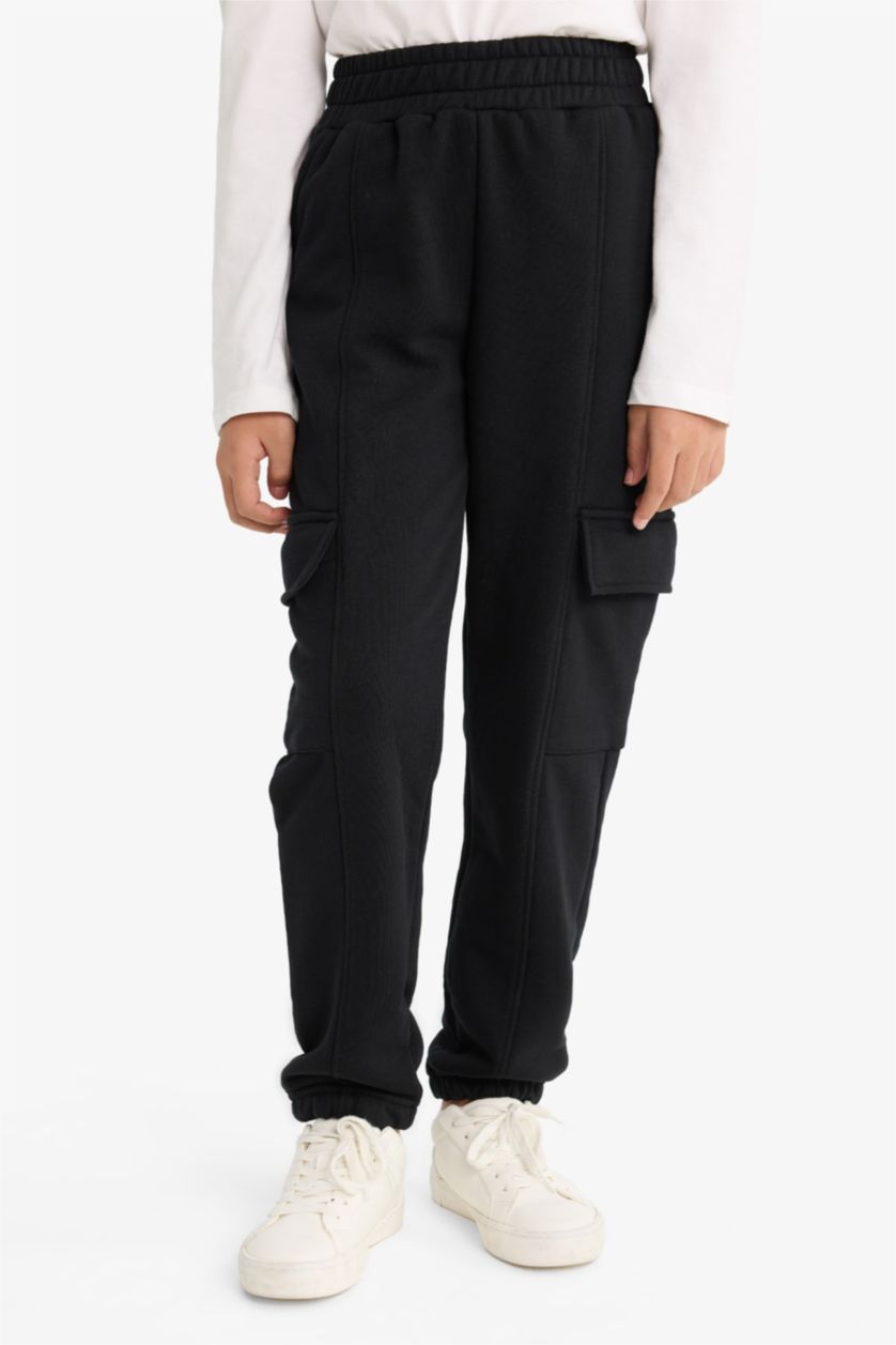 بناتي أسود بنطلون بناتي كارجو جوجر