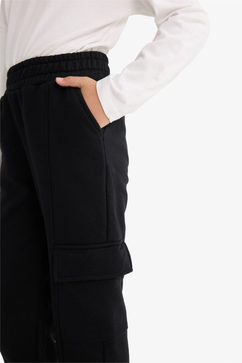 بناتي أسود بنطلون بناتي كارجو جوجر