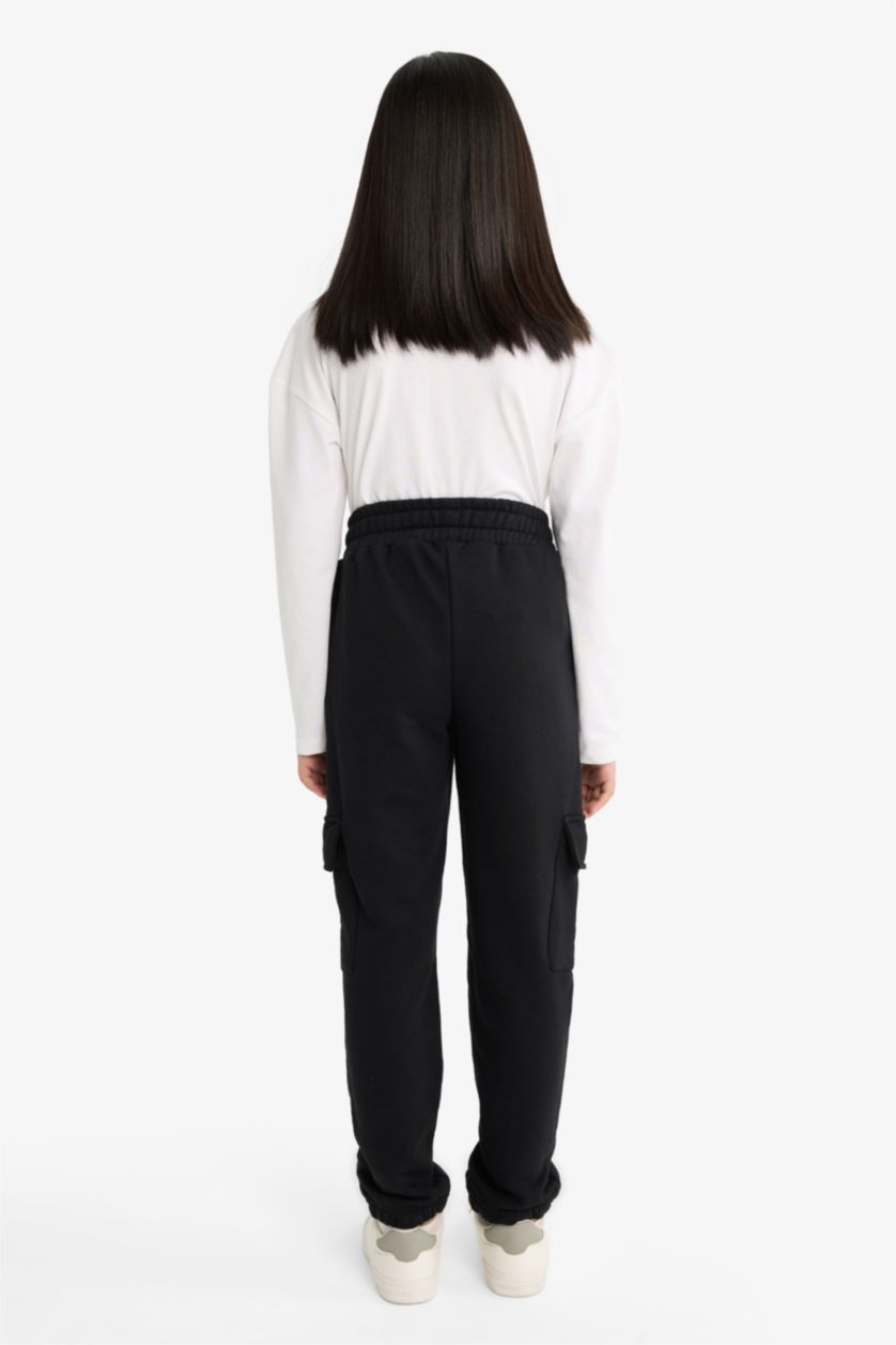 بناتي أسود بنطلون بناتي كارجو جوجر