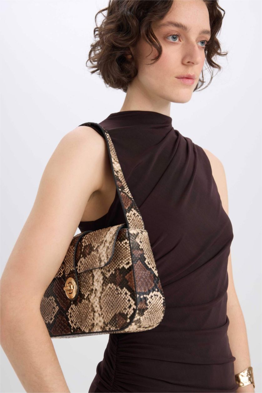 نساء Karma جنطة كتف نسائي بطبعة جلد الأفعى