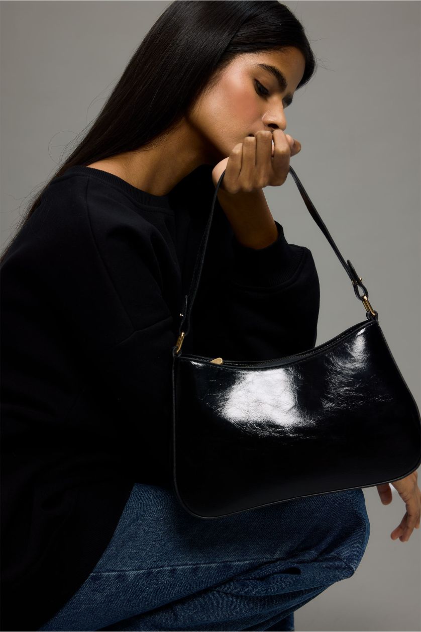 Kadın Siyah Suni Deri Omuz Çantası