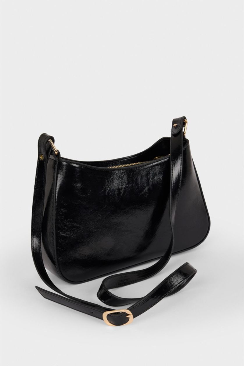 Kadın Siyah Suni Deri Omuz Çantası