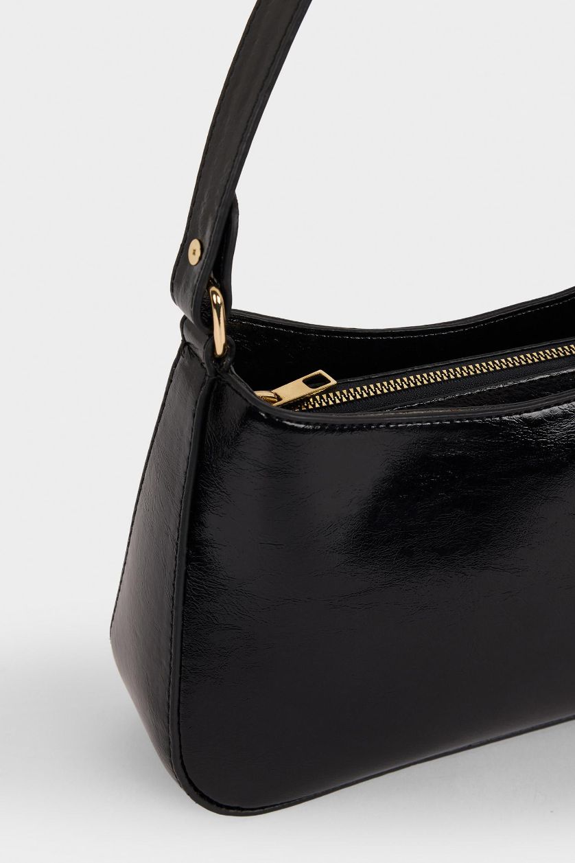 Kadın Siyah Suni Deri Omuz Çantası