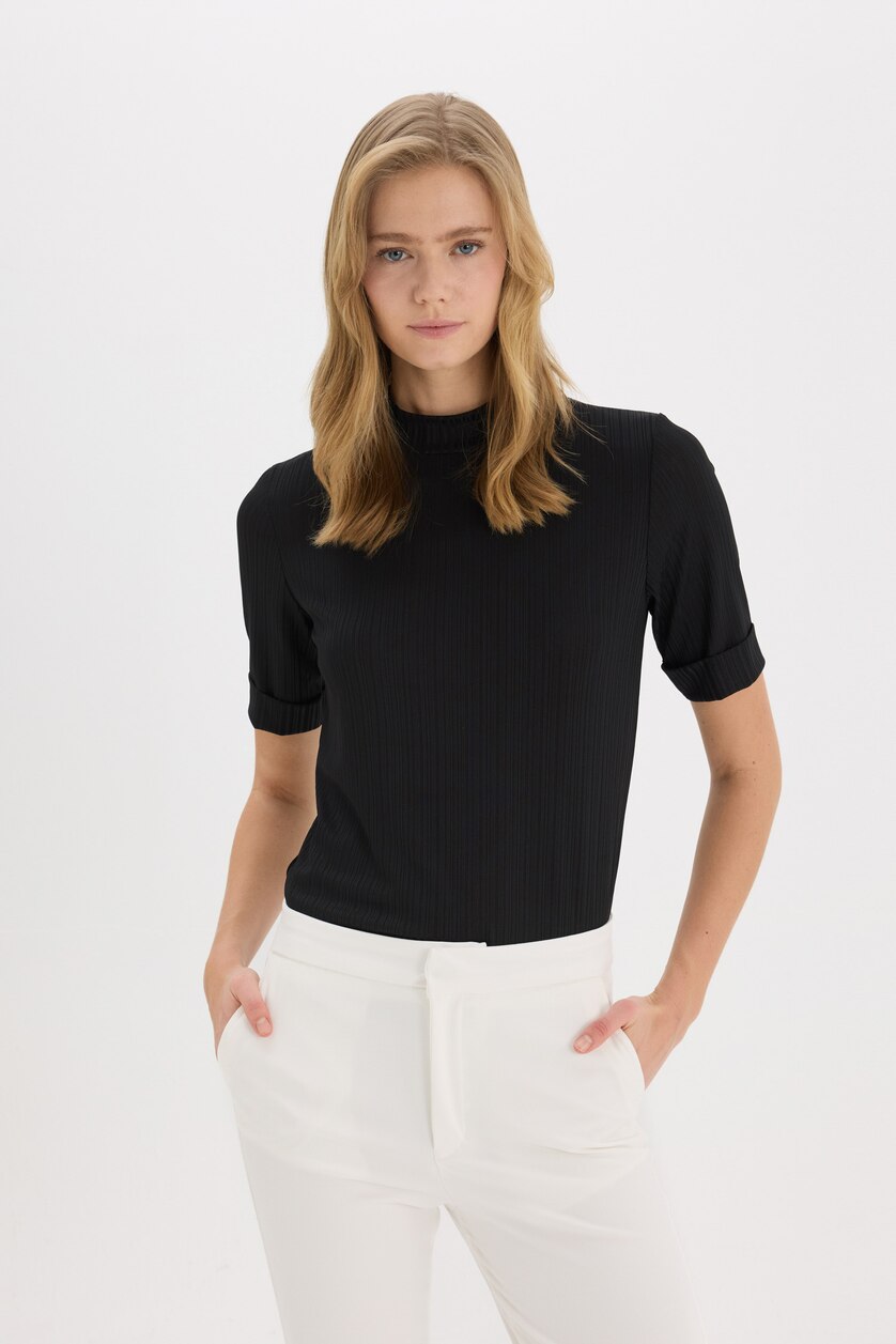 WOMAN Black Slim Fit Camisole Short Sleeve T-Shirt