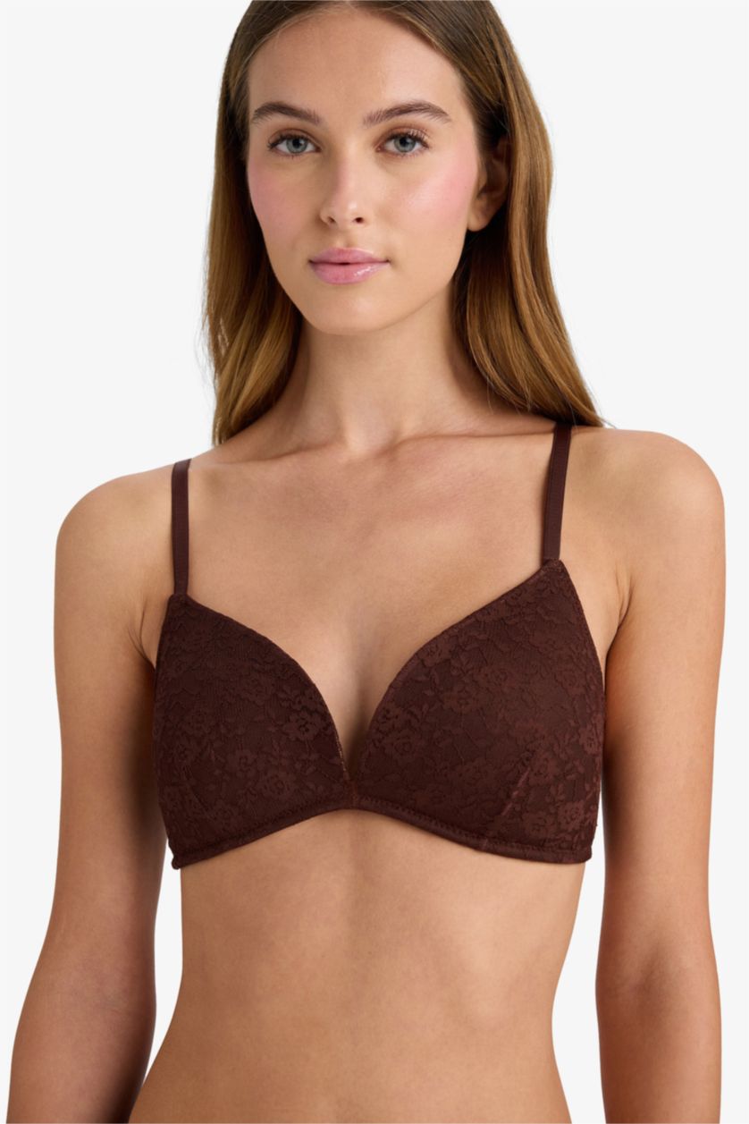 Kadın Kahve Pedli Dantelli Bra-Fall in Love