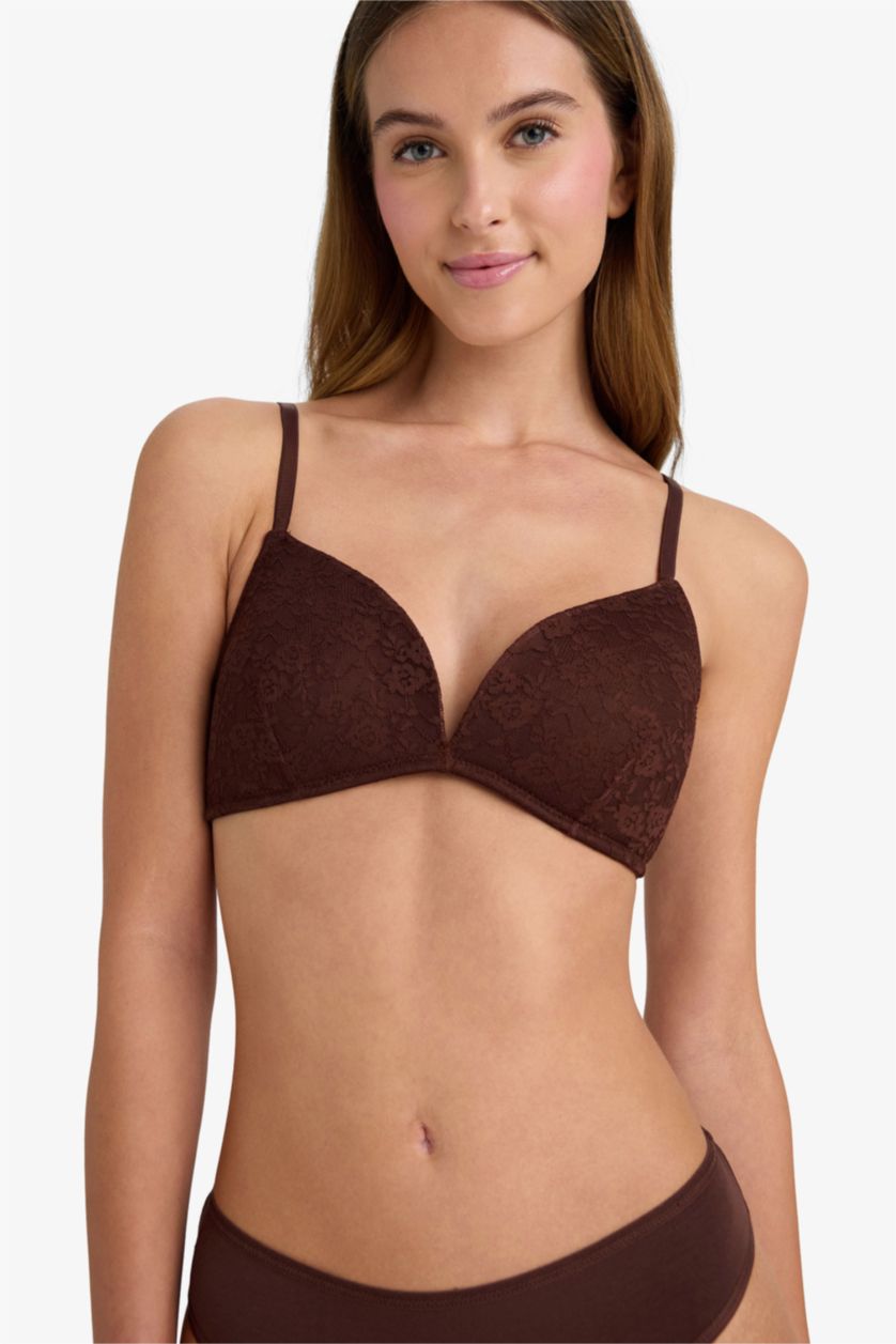Kadın Kahve Pedli Dantelli Bra-Fall in Love