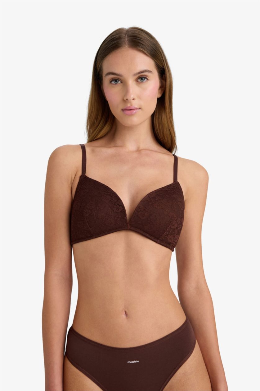 Kadın Kahve Pedli Dantelli Bra-Fall in Love