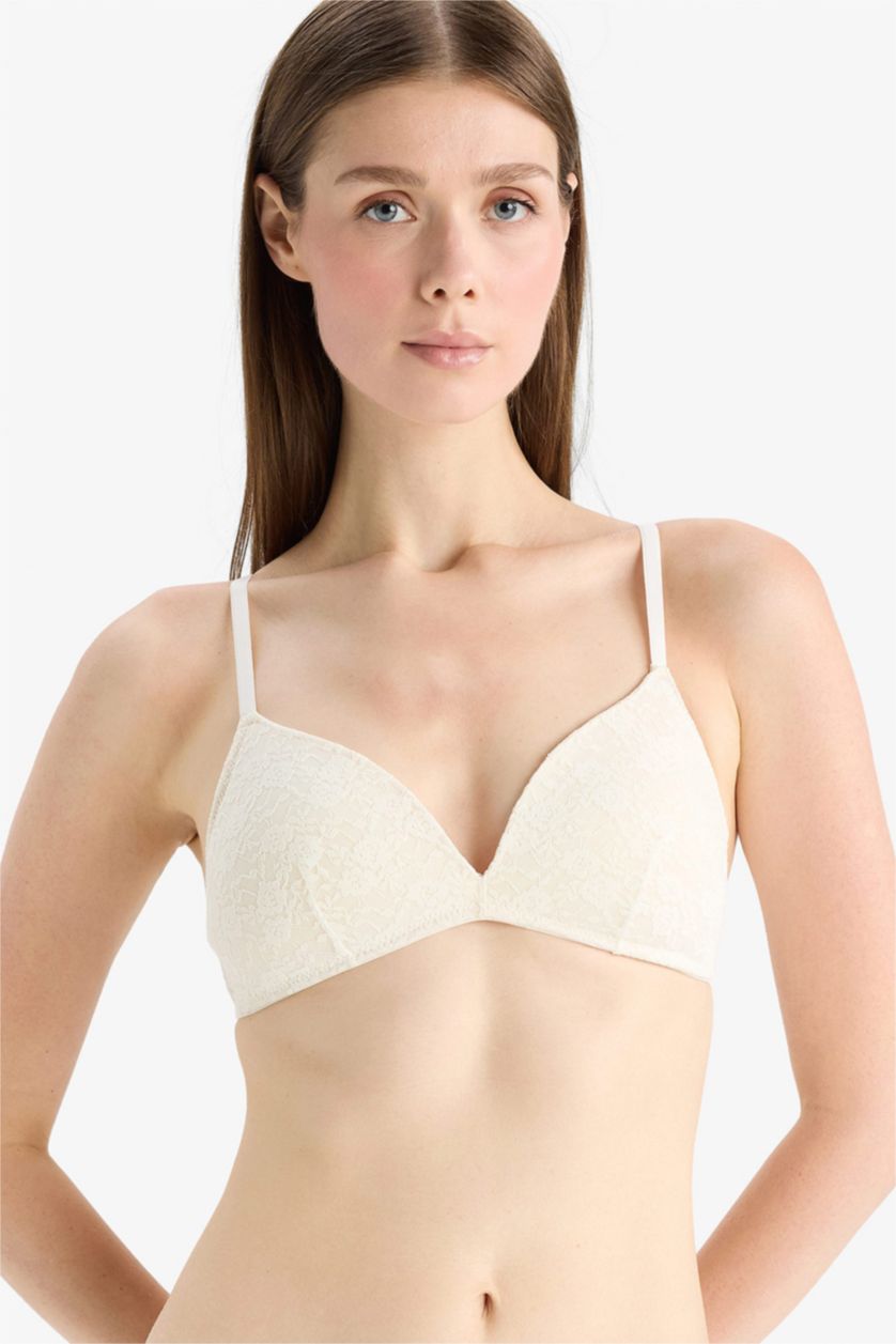 Женщины Бежевый Бюстгальтер с подушечками и кружевом, коллекция Fall in Love