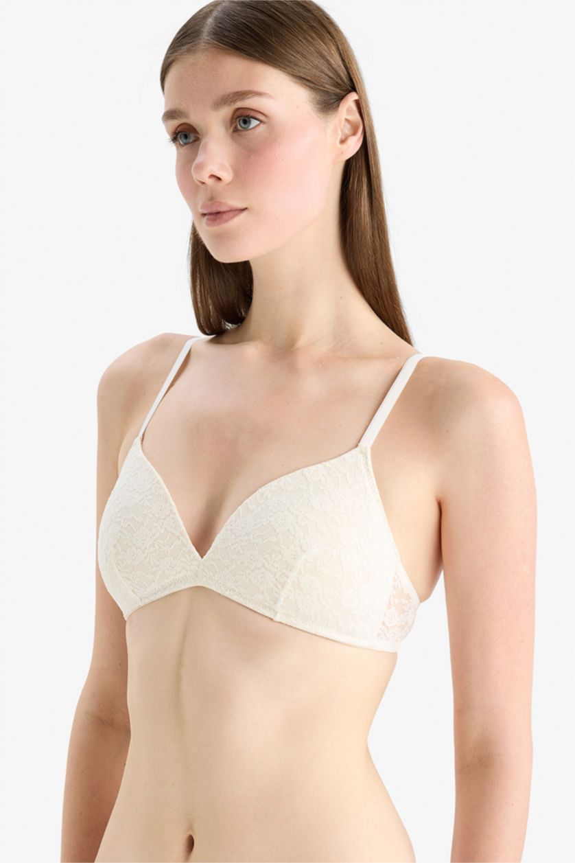 Женщины Бежевый Бюстгальтер с подушечками и кружевом, коллекция Fall in Love