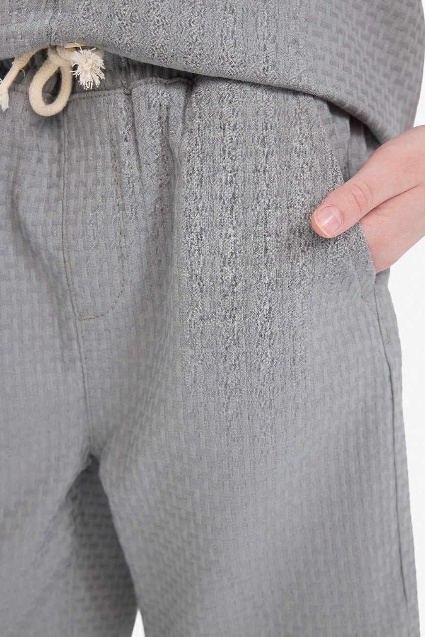 أولادي رمادي شورت اولادي قصة عادية وخصر مطاطي