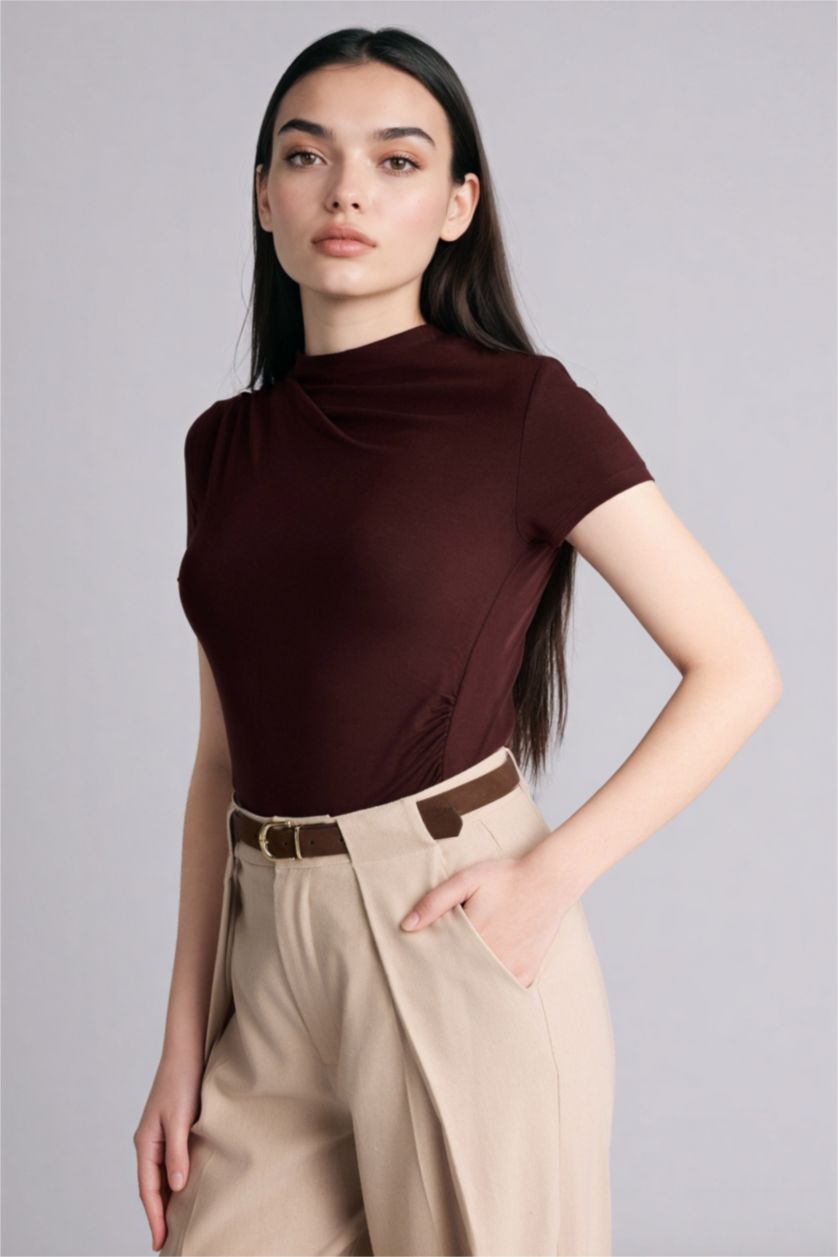 Woman Brown تيشيرت سليم فيت