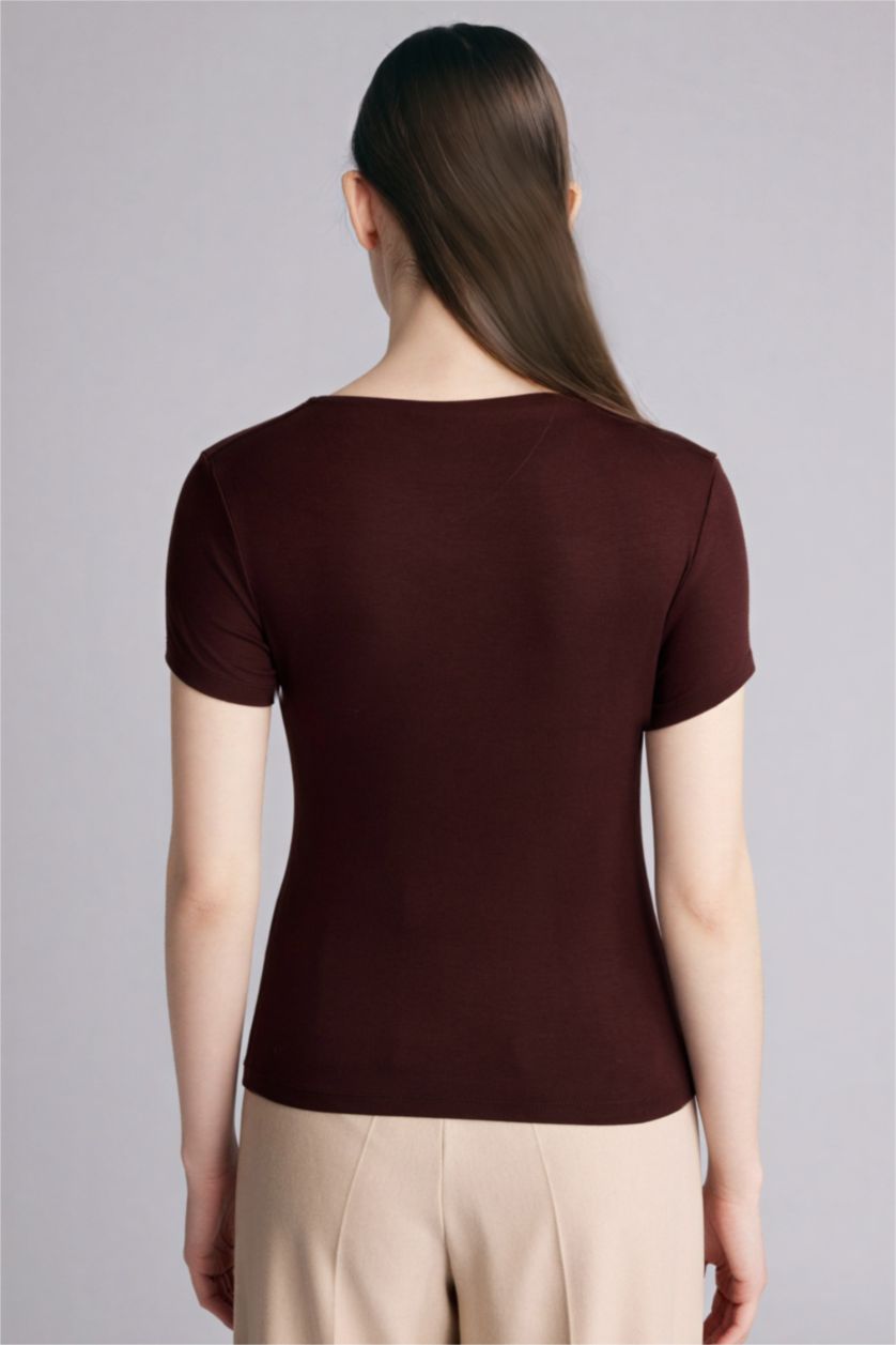 Woman Brown تيشيرت سليم فيت