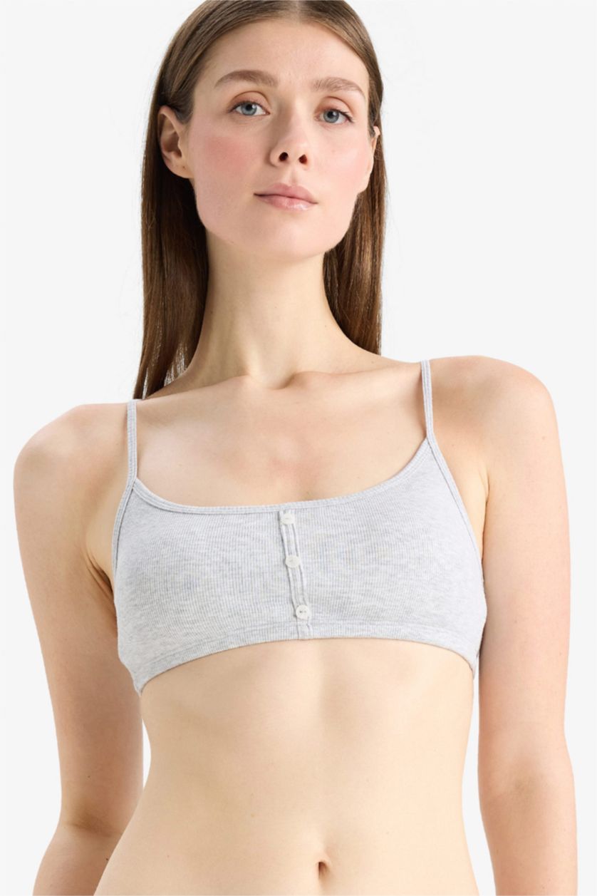Kadın Gri Melanj Çıkarılabilir Pedli Ribana Bra