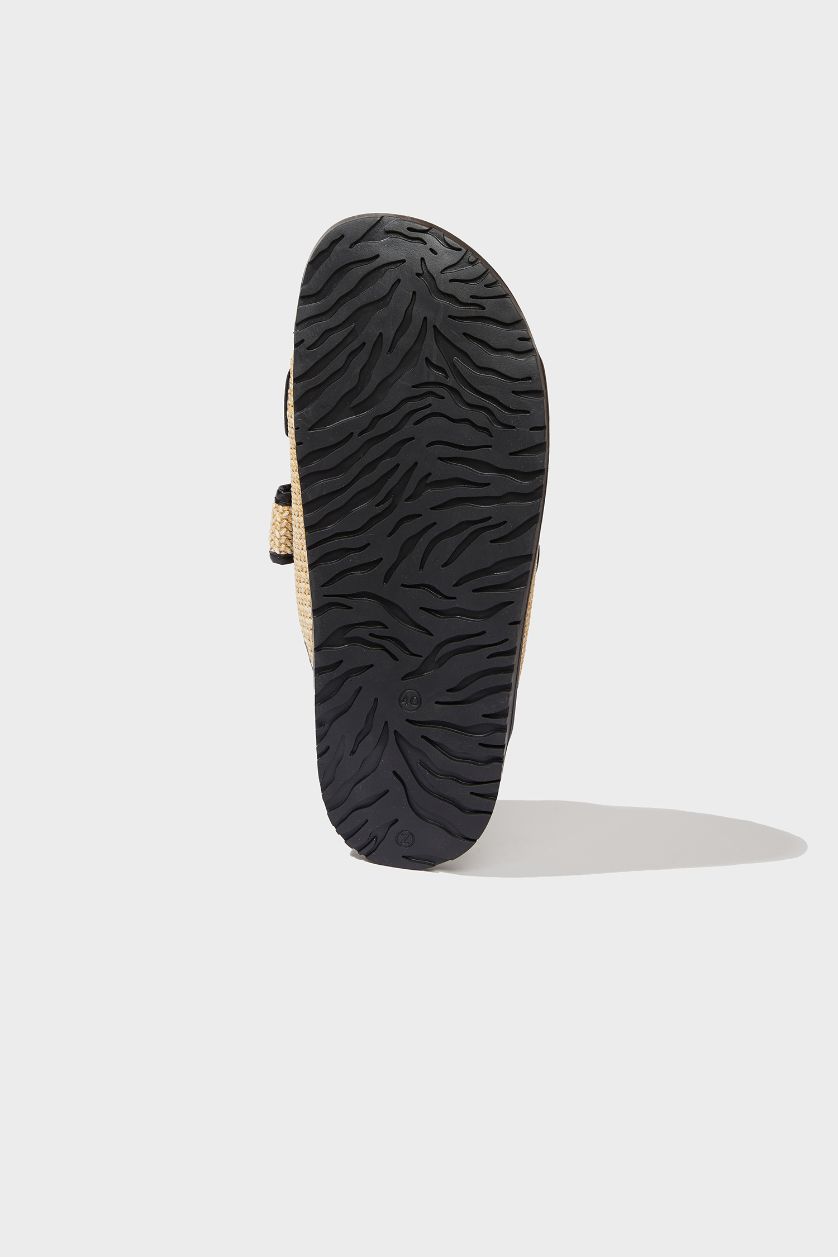 Kadın Bej DCEY x DeFacto Kadın Düz Taban Çift Bantlı Hasır Terlik