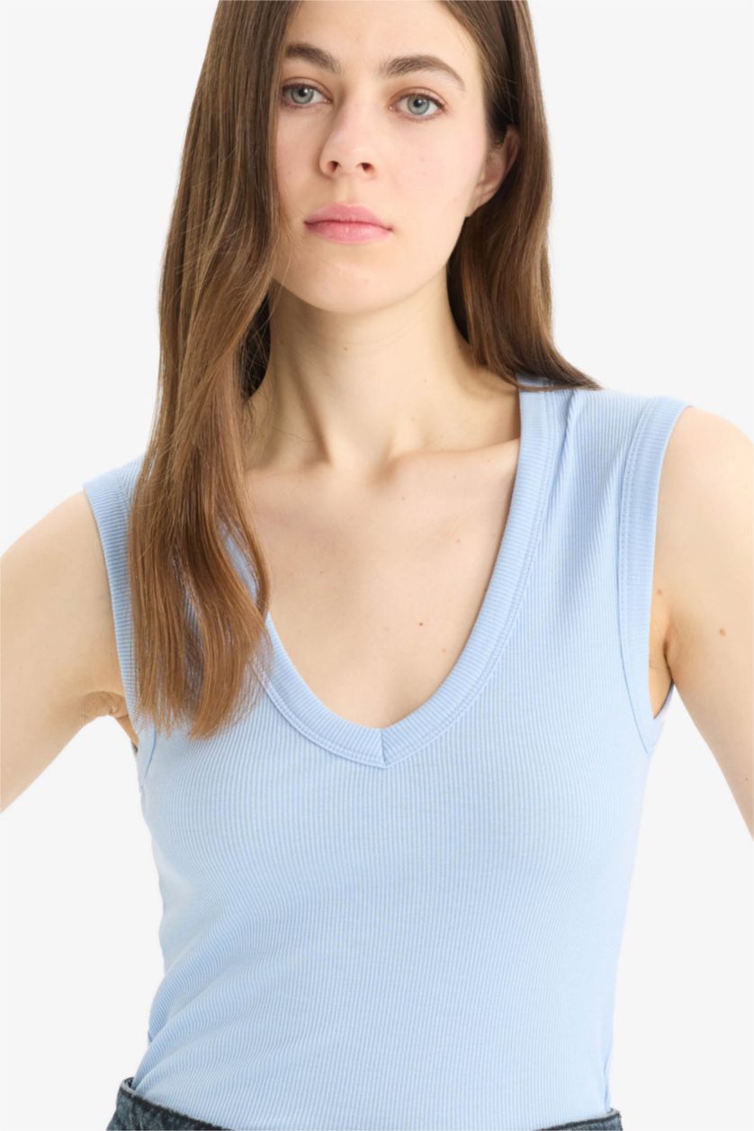 نساء أزرق ديباردور مضلع سليم برقبة V