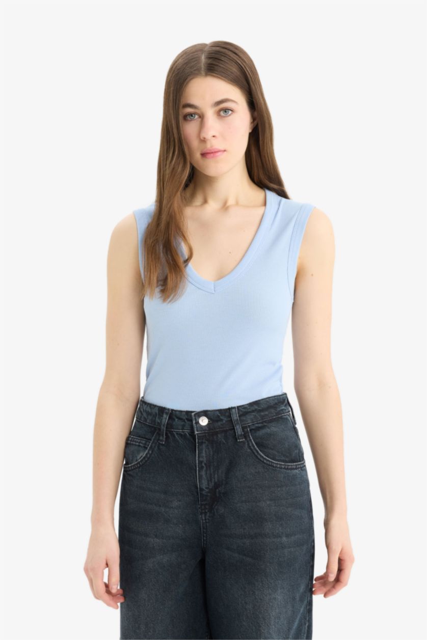 نساء أزرق ديباردور مضلع سليم برقبة V