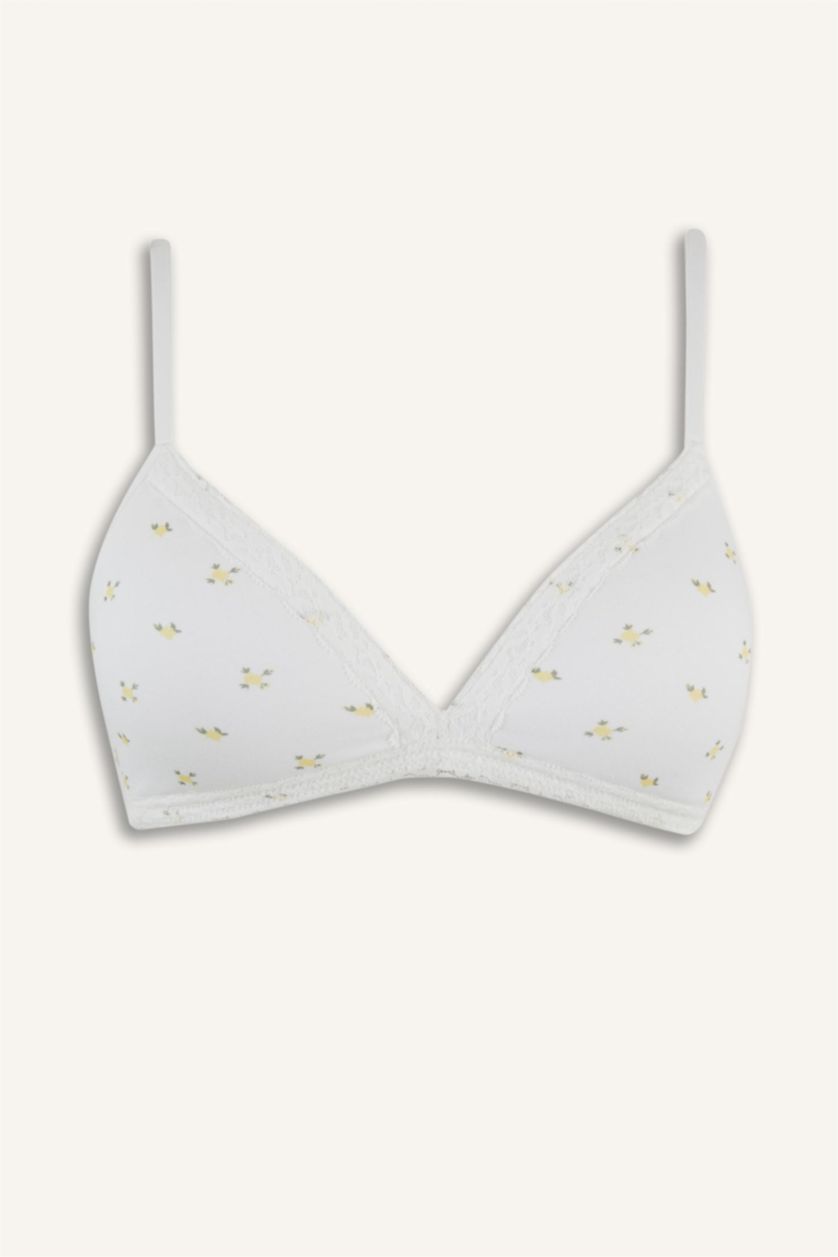 Kadın Ekru Baskılı Dantel Detaylı First Bra