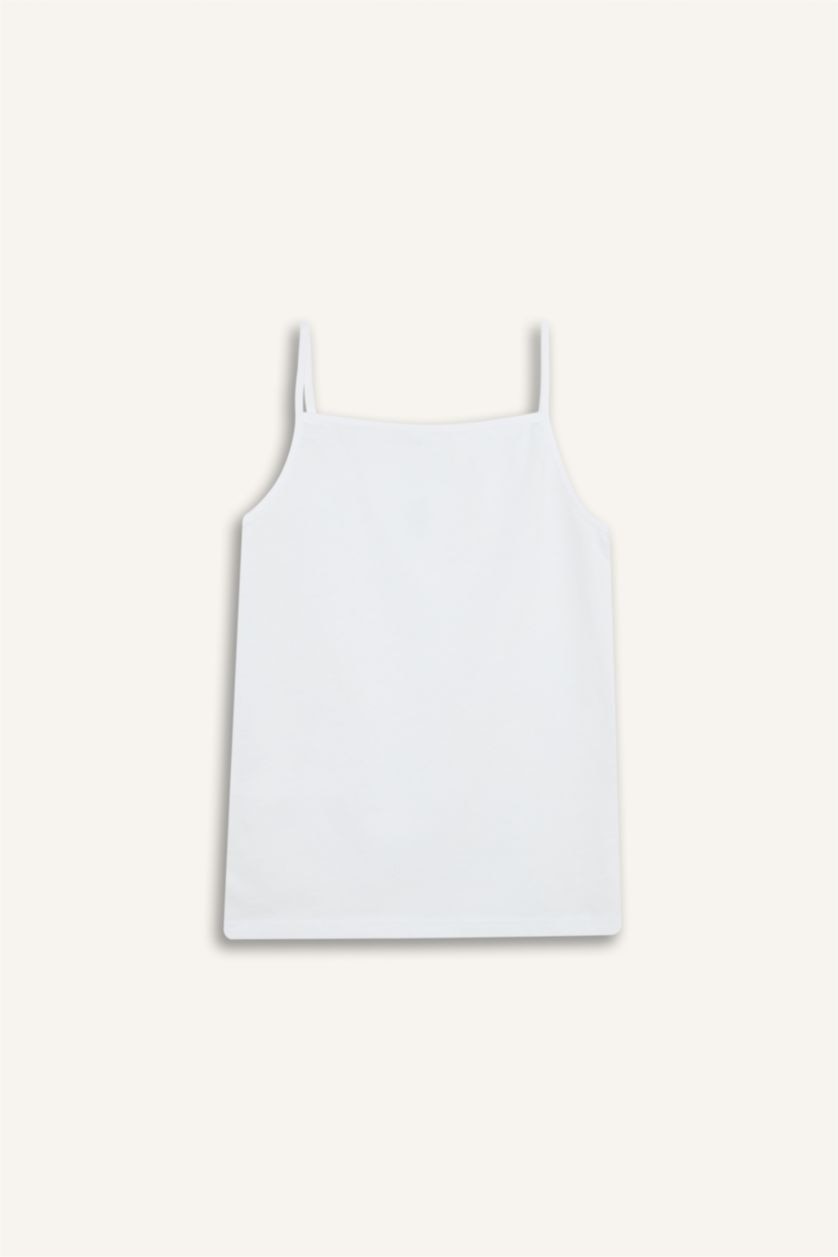 بناتي أبيض اندر شيرت بناتي فلورال قطن قصة عادية - قطعتين