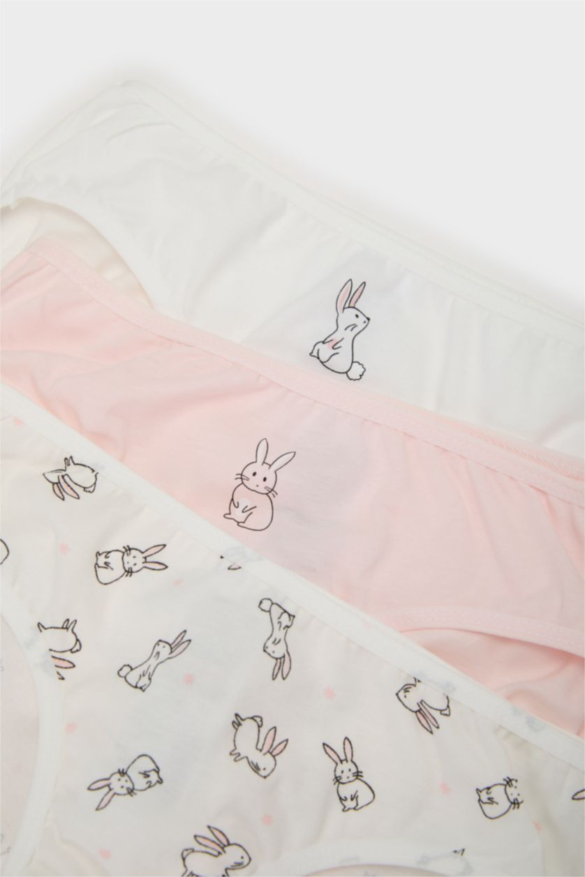 Girls & Teens Ecru Girl Animal Patterned 3 Piece Slip Panties