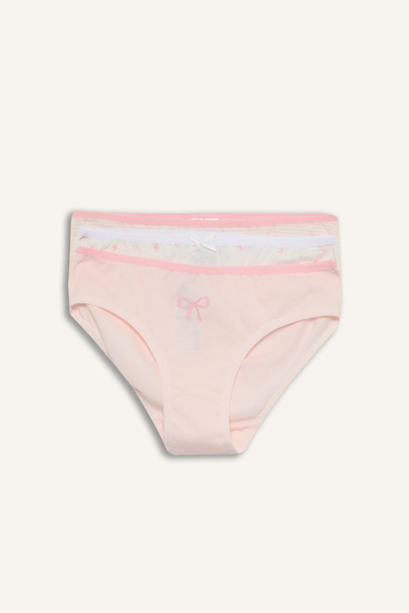 Kız Çocuk - Genç Kız Açık Pembe Desenli 3'lü Külot Set