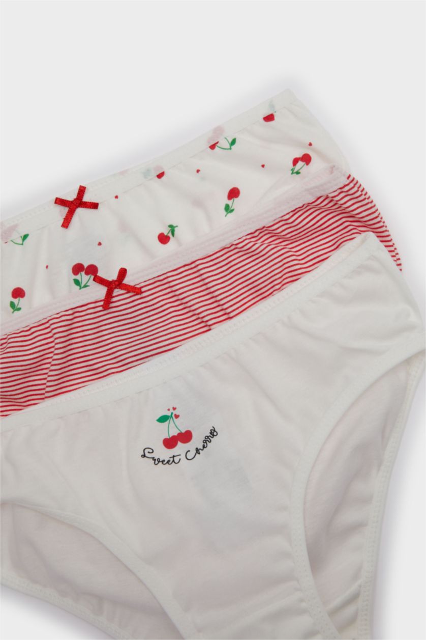 Girls & Teens Ecru Girl 3 piece Printed Slip Panty