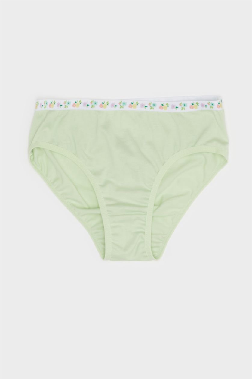 Kız Çocuk - Genç Kız Açık Sarı %100 Pamuklu Desenli 3'lü Slip Külot Kız Çocuk