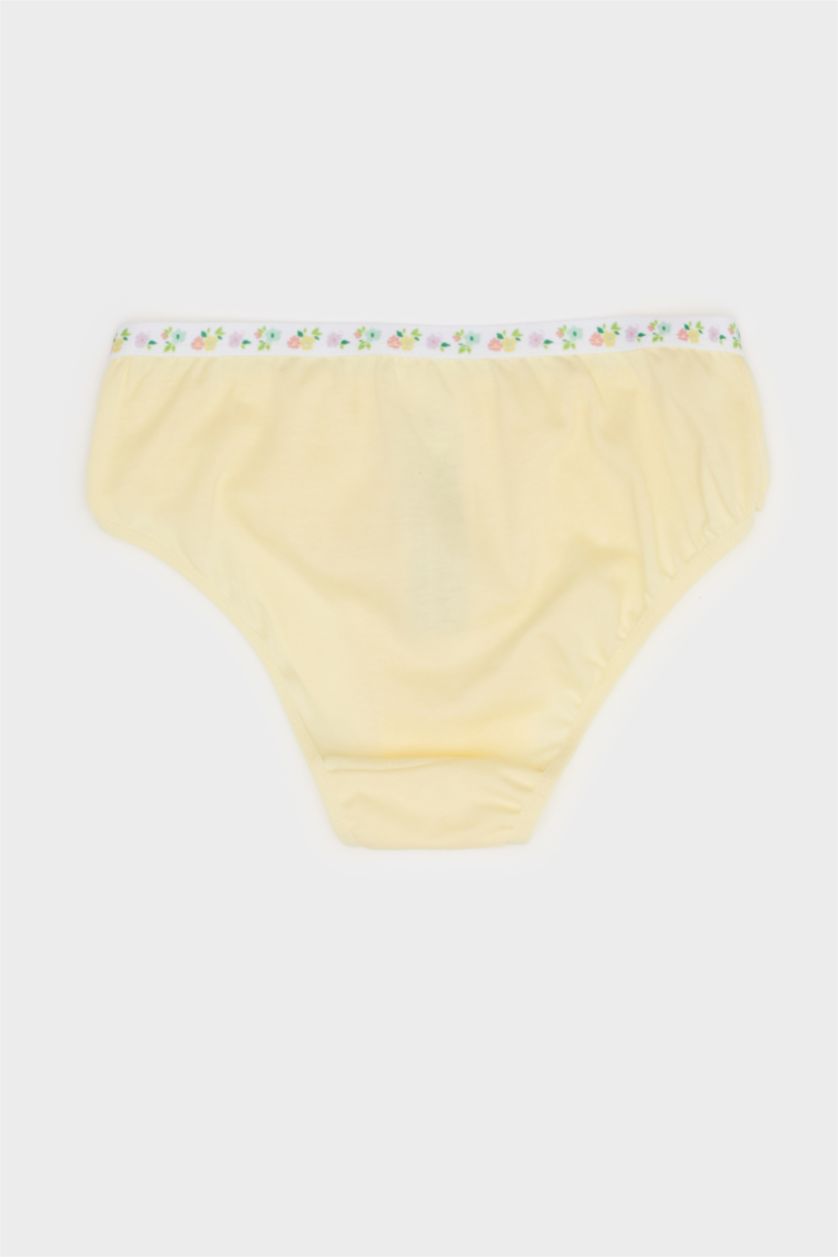 Kız Çocuk - Genç Kız Açık Sarı %100 Pamuklu Desenli 3'lü Slip Külot Kız Çocuk