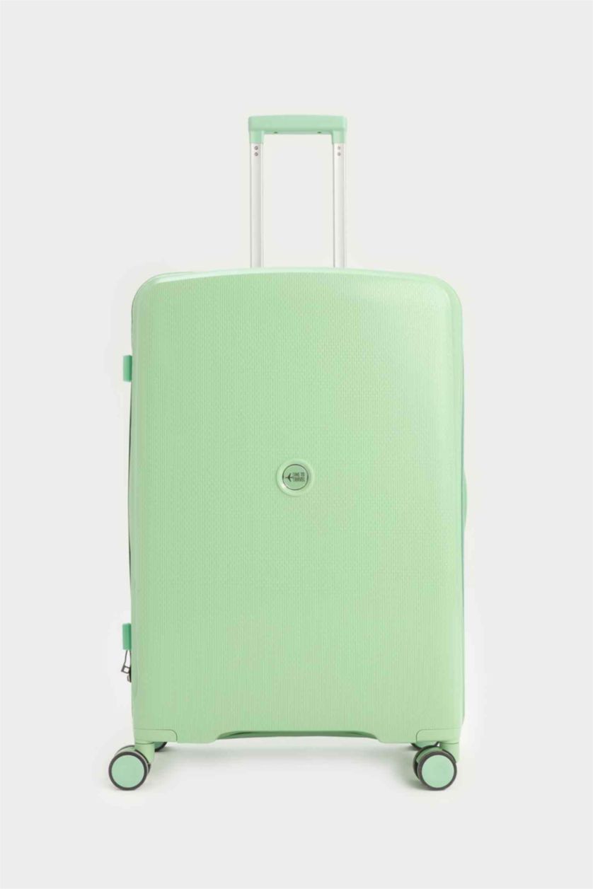 Kadın Su Yeşili Büyük Unisex Sert Kapaklı Çekçekli Büyük Boy  Valiz