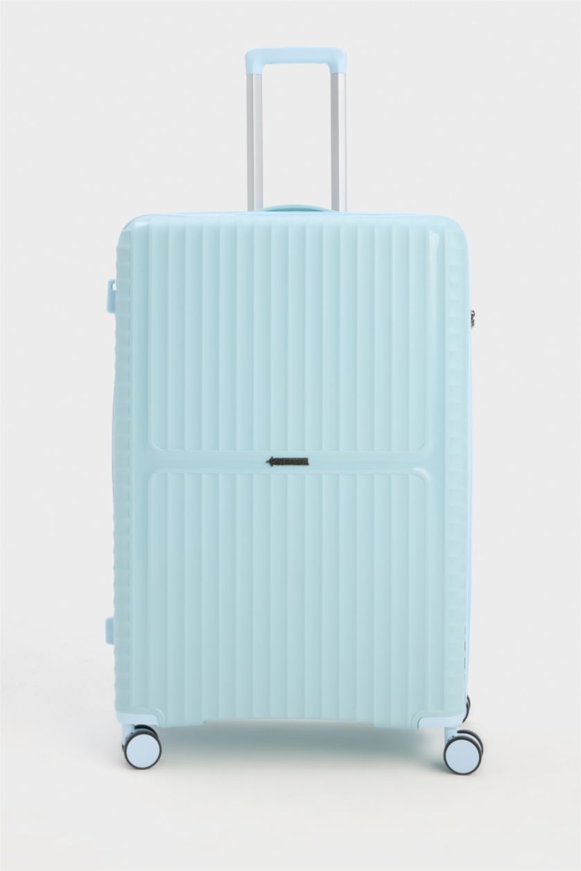 Kadın Baby Blue-Büyük Unisex Sert Kapaklı Çekçekli Büyük Boy  Valiz