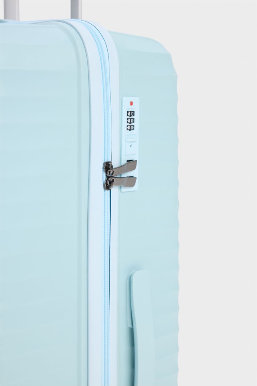 Kadın Baby Blue-Büyük Unisex Sert Kapaklı Çekçekli Büyük Boy  Valiz